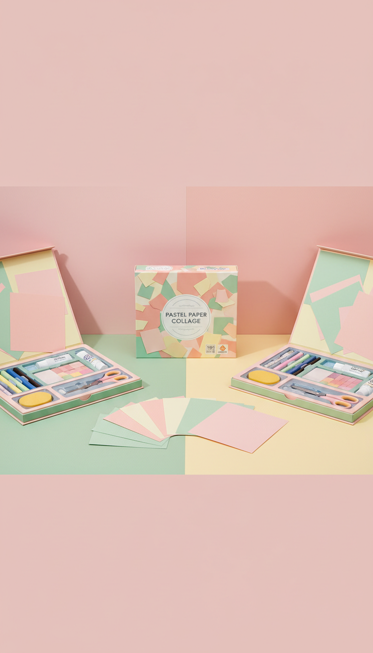 Pastel paper collage kit with textured sheets
