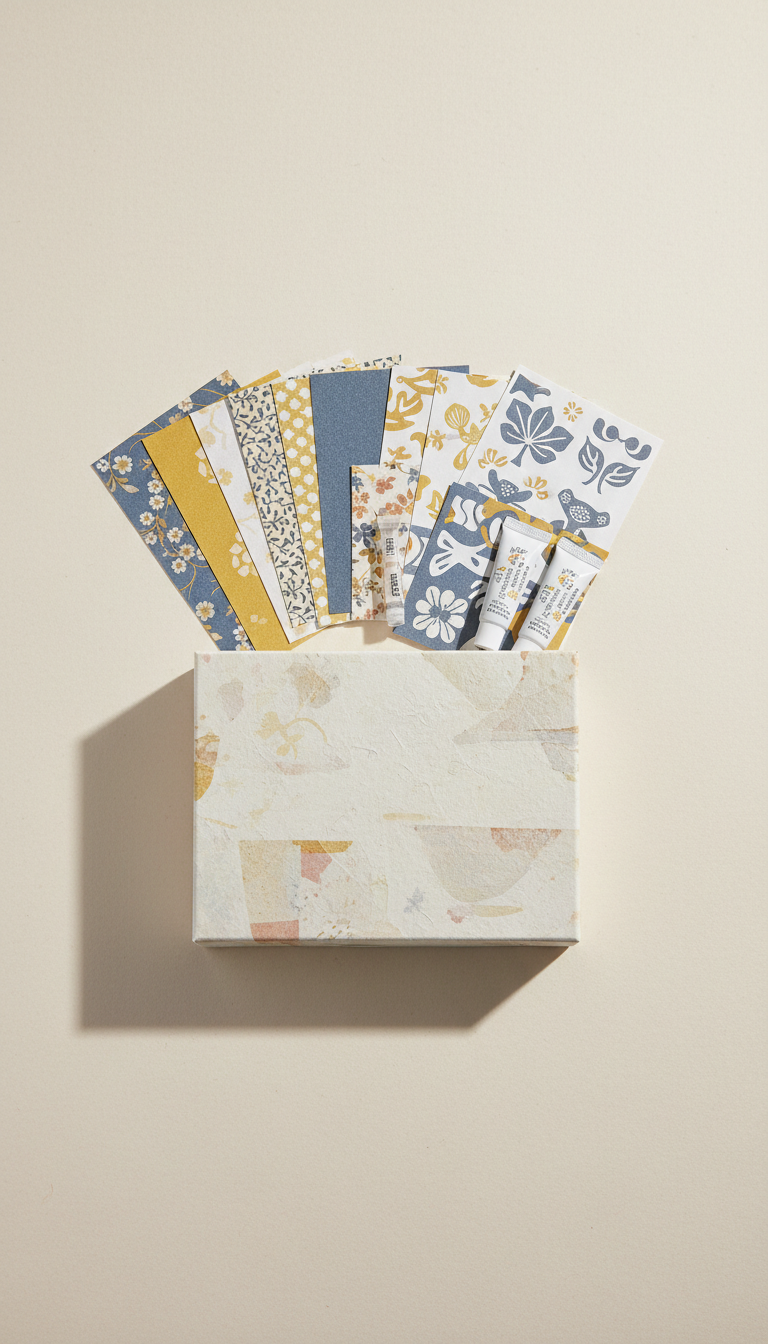 Papercraft collage kit with specialty papers